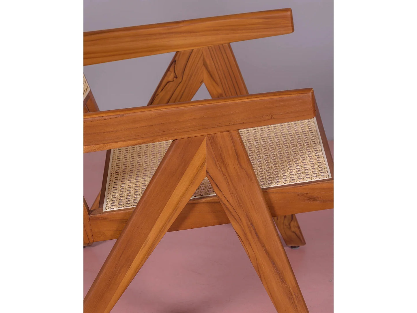 Fauteuil Japandi Teck Et Rotin Naturel - Compass
