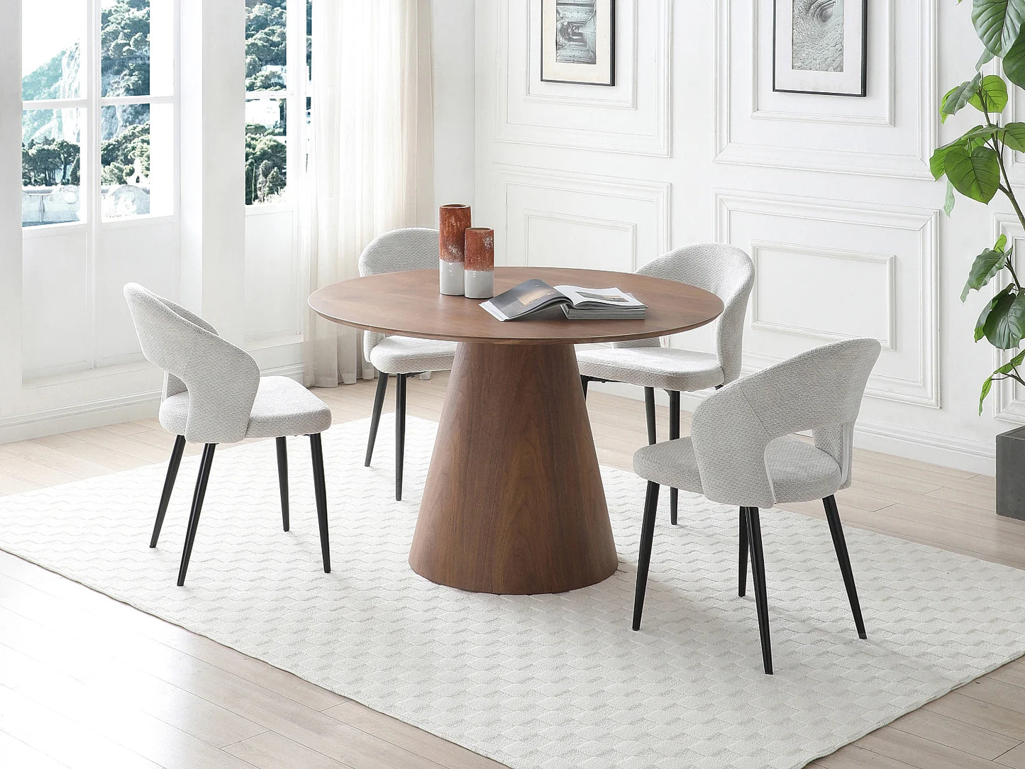 Table Ronde Japandi Quatre Couverts Naturel Foncé - Antaliza