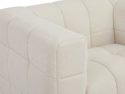 Fauteuil Japandi Bouclette Design Blanc - Lerici