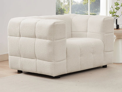 Fauteuil Japandi Bouclette Design Blanc - Lerici
