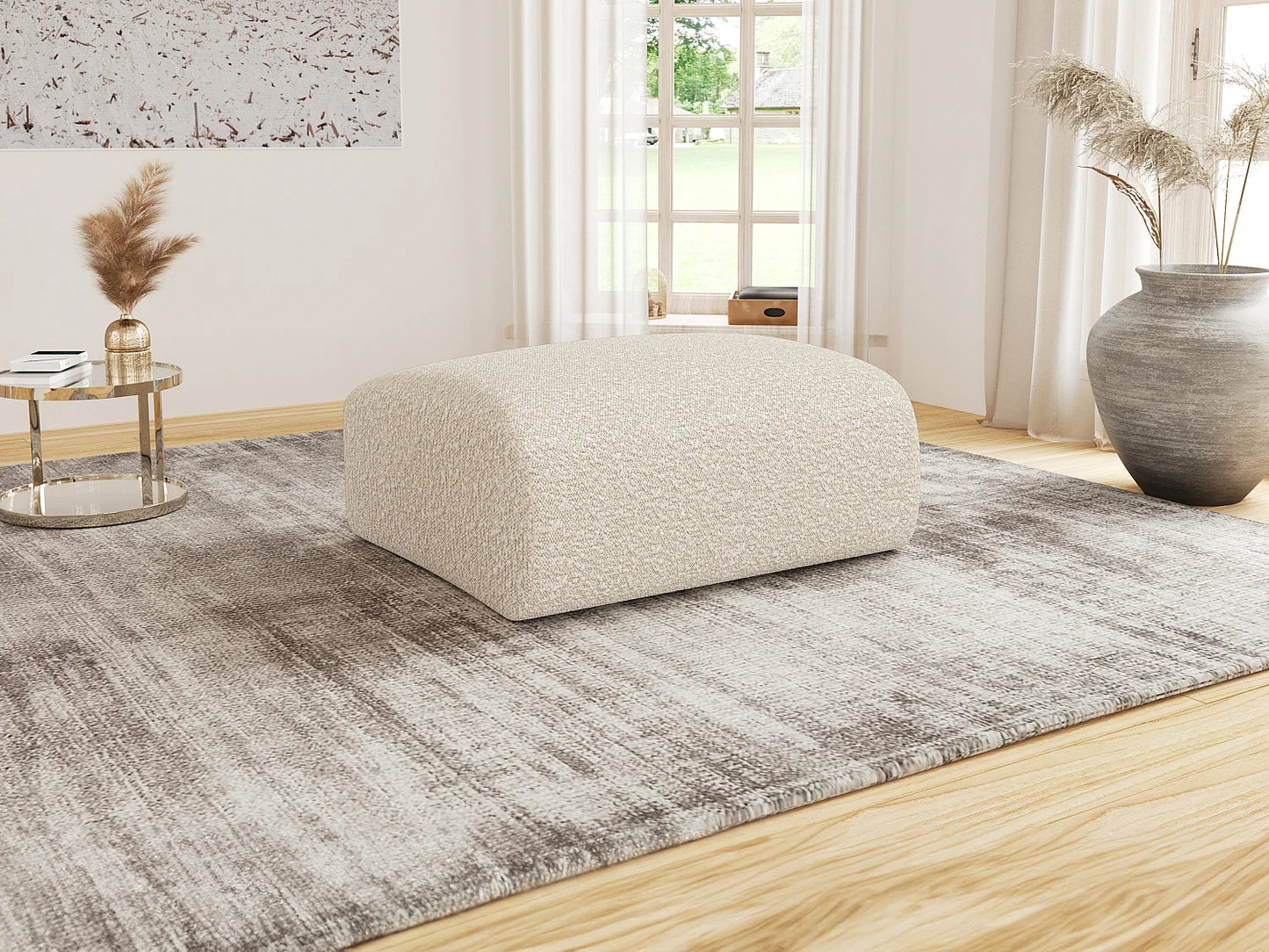Pouf Nuage Japandi Bouclette Blanc - Pogni