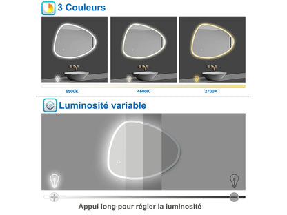 Miroir LED Japandi Tactile Anti-Buée - Aica