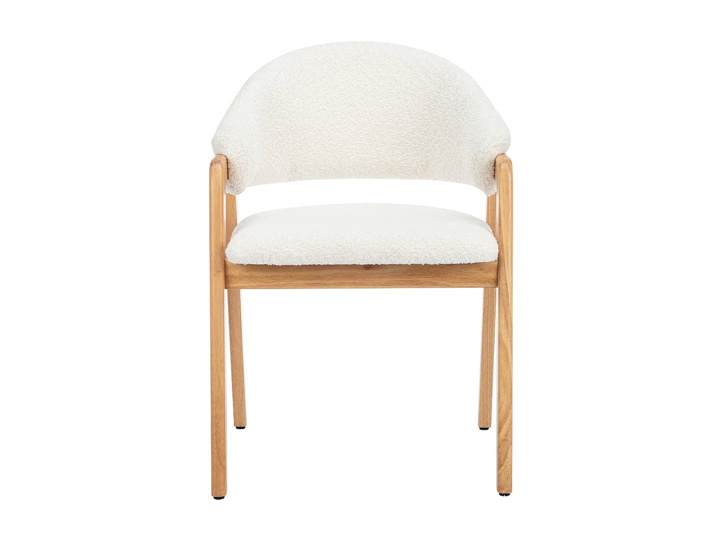 Duo Chaises Accoudoirs Japandi Bouclette Blanc - Soluna