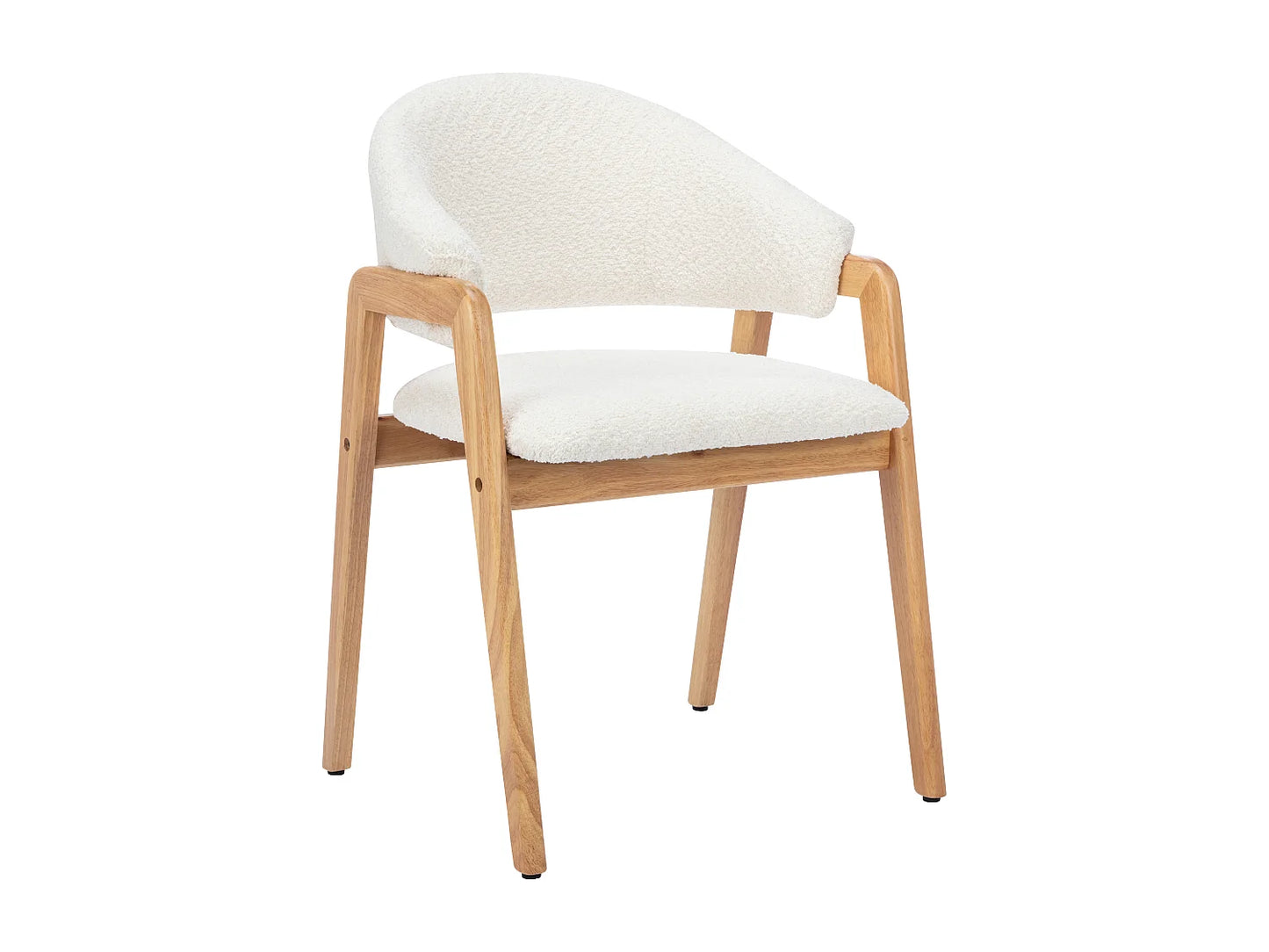 Duo Chaises Accoudoirs Japandi Bouclette Blanc - Soluna