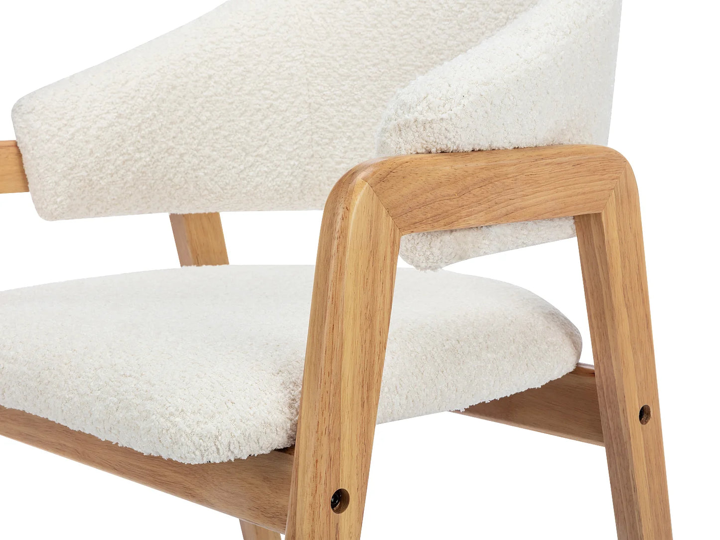 Duo Chaises Accoudoirs Japandi Bouclette Blanc - Soluna