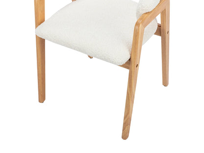 Duo Chaises Accoudoirs Japandi Bouclette Blanc - Soluna