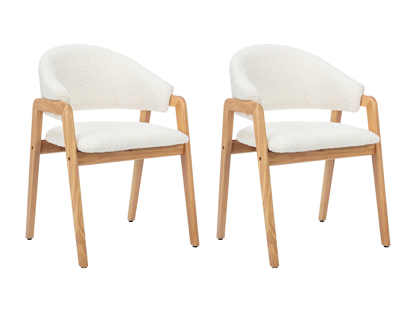 Duo Chaises Accoudoirs Japandi Bouclette Blanc - Soluna