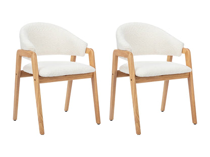 Duo Chaises Accoudoirs Japandi Bouclette Blanc - Soluna
