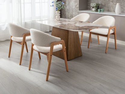 Duo Chaises Accoudoirs Japandi Bouclette Blanc - Soluna