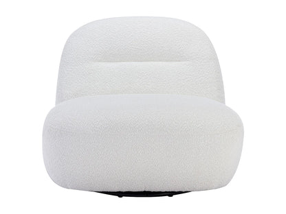 Fauteuil Japandi Crapaud Pivotant Bouclette Blanc - Pozeti