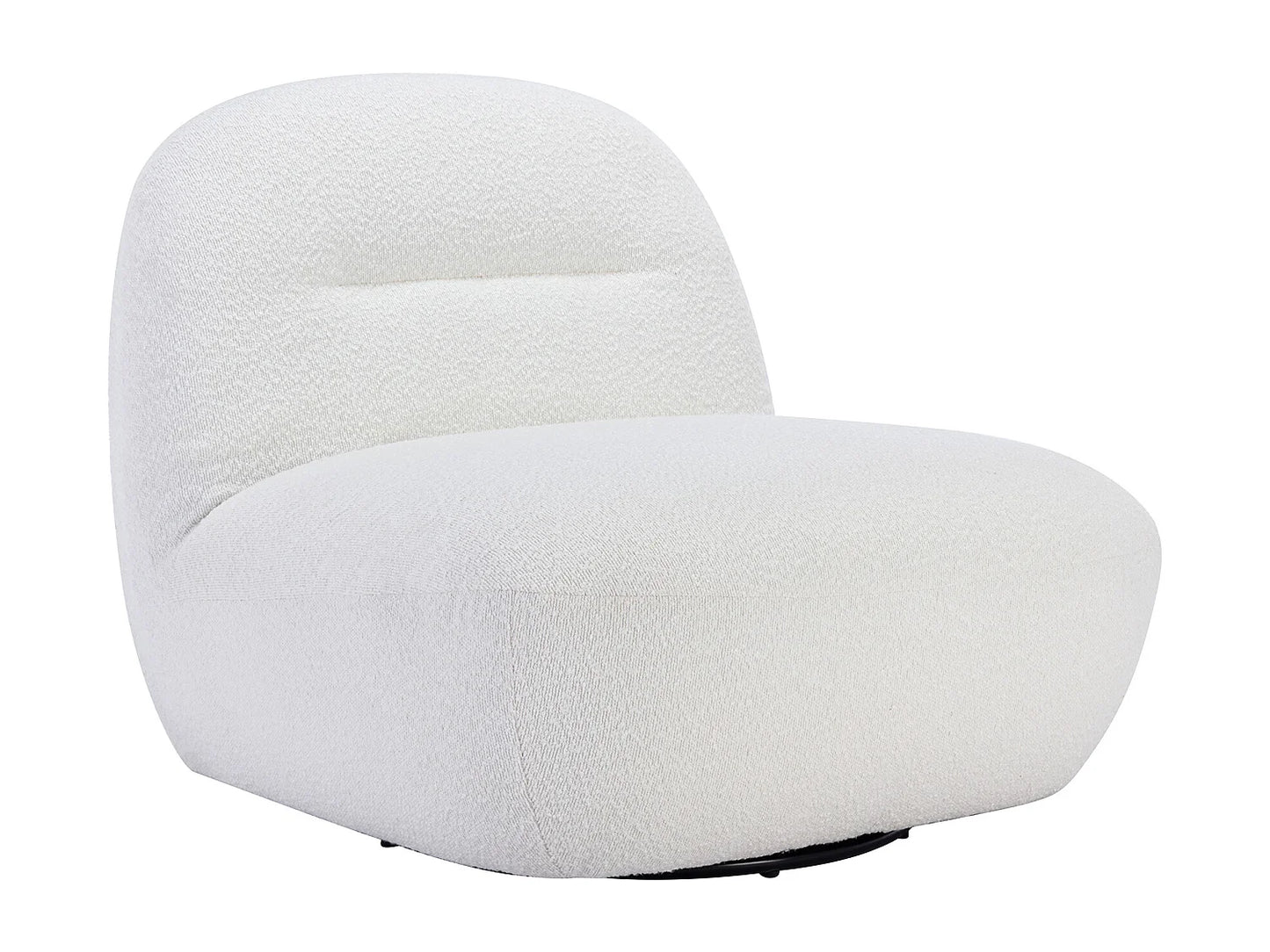 Fauteuil Japandi Crapaud Pivotant Bouclette Blanc - Pozeti