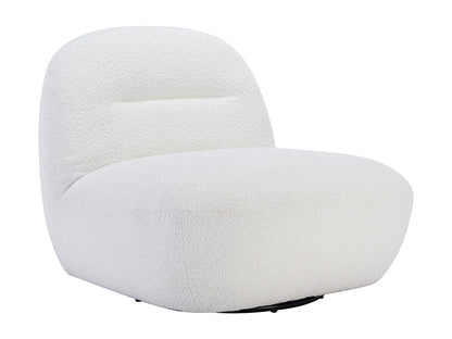 Fauteuil Japandi Crapaud Pivotant Bouclette Blanc - Pozeti