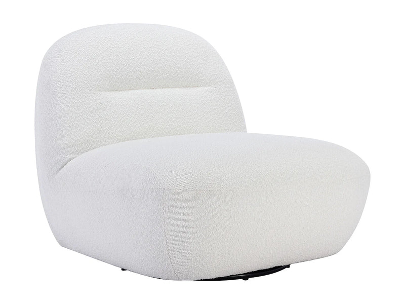 Fauteuil Japandi Crapaud Pivotant Bouclette Blanc - Pozeti
