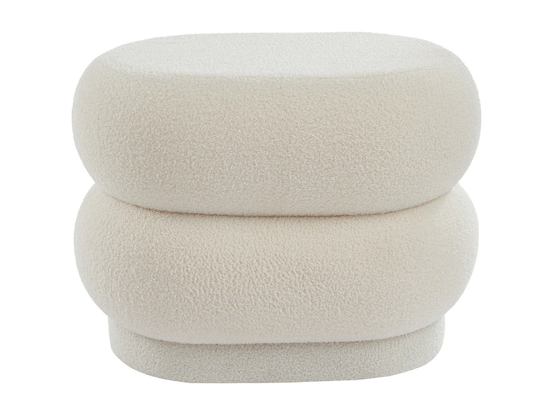 Pouf Intemporel Japandi Tissu Blanc - Lecinio