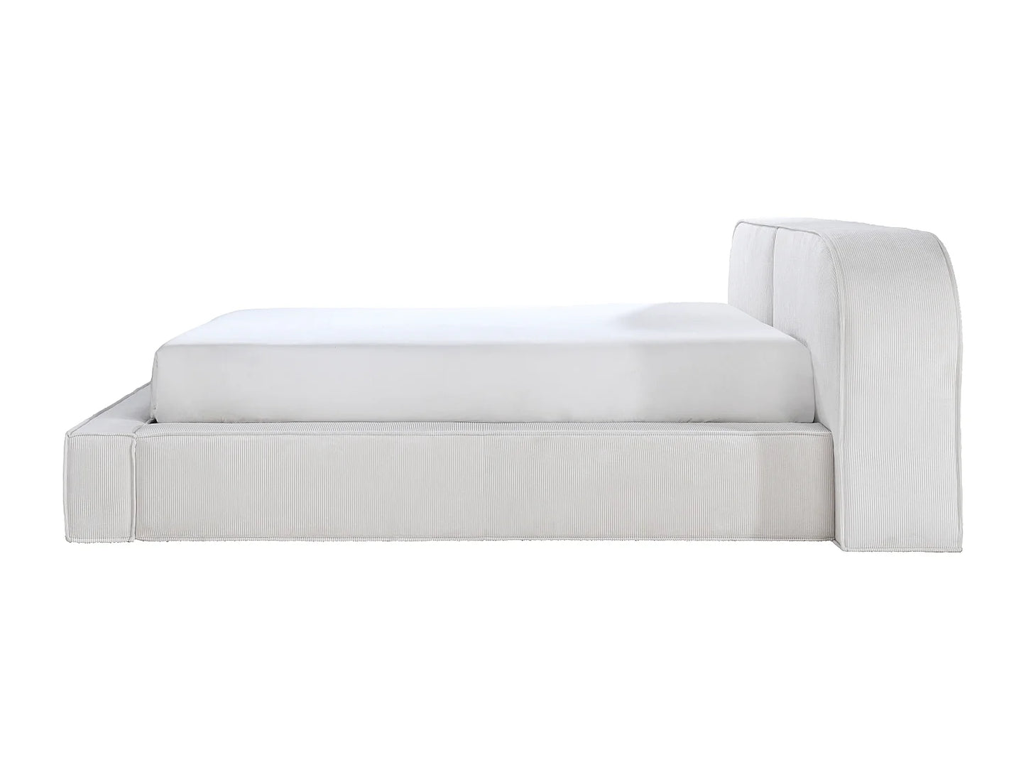 Lit Coffre Japandi Velours Côtelé Crème - Liraba