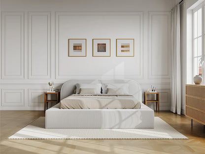 Lit Coffre Japandi Velours Côtelé Crème - Liraba
