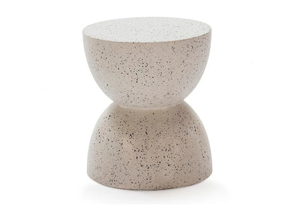 Tabouret Bas Japandi Terrazzo Blanc - Noro
