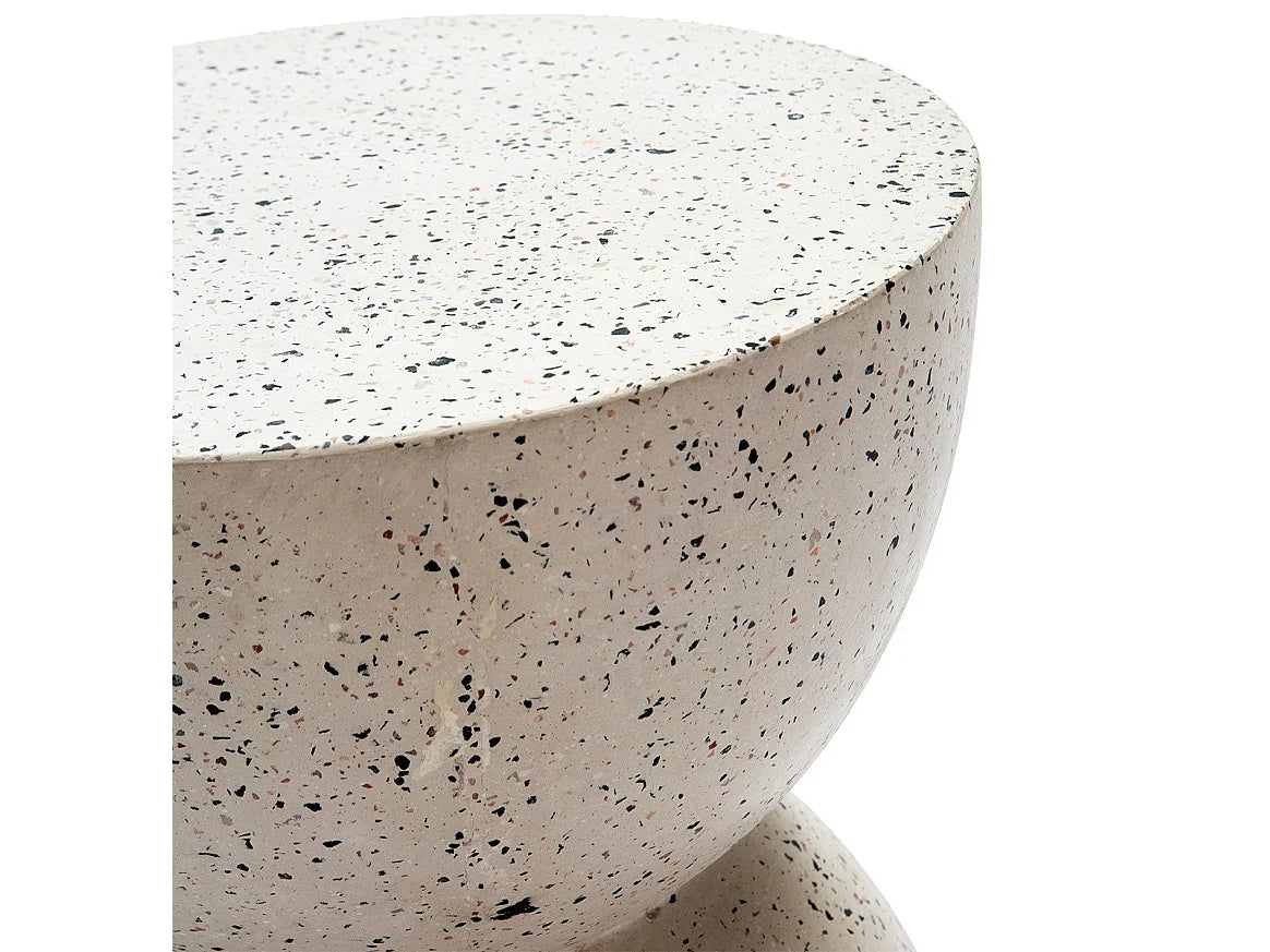 Tabouret Bas Japandi Terrazzo Blanc - Noro