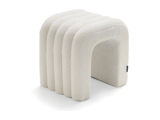 Tabouret Rembourré Japandi Bouclette Blanc - Mui