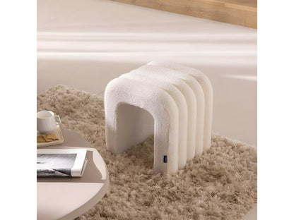 Tabouret Rembourré Japandi Bouclette Blanc - Mui