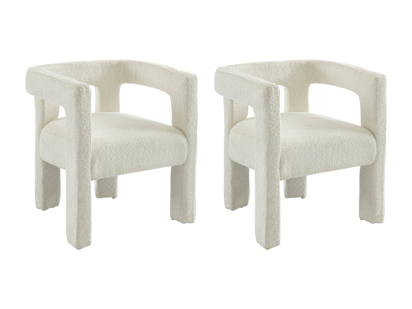 Duo Chaises Accoudoirs Japandi Bouclette Métal - Sofana