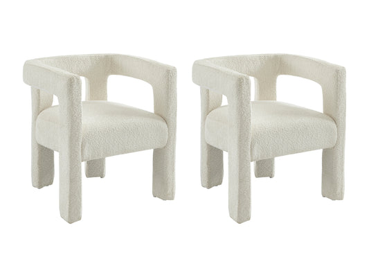 Duo Chaises Accoudoirs Japandi Bouclette Métal - Sofana