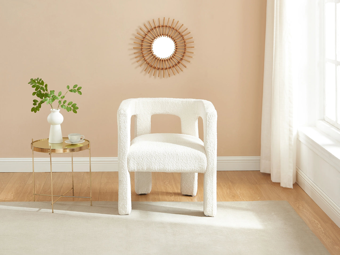 Duo Chaises Accoudoirs Japandi Bouclette Métal - Sofana