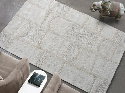 Tapis Japandi Relief Coton Ivoire - Hazela