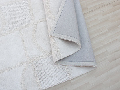 Tapis Japandi Relief Coton Ivoire - Hazela