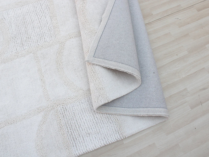 Tapis Japandi Relief Coton Ivoire - Hazela