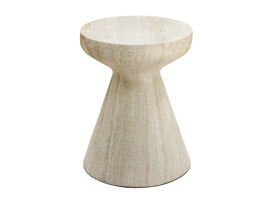 Tabouret Japandi Effet Travertin Beige - Danli