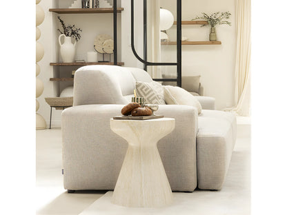 Tabouret Japandi Effet Travertin Beige - Danli