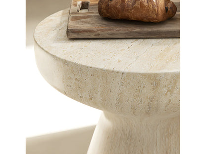 Tabouret Japandi Effet Travertin Beige - Danli