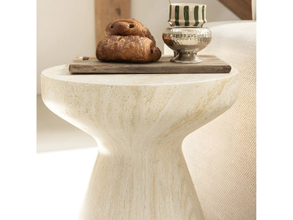 Tabouret Japandi Effet Travertin Beige - Danli