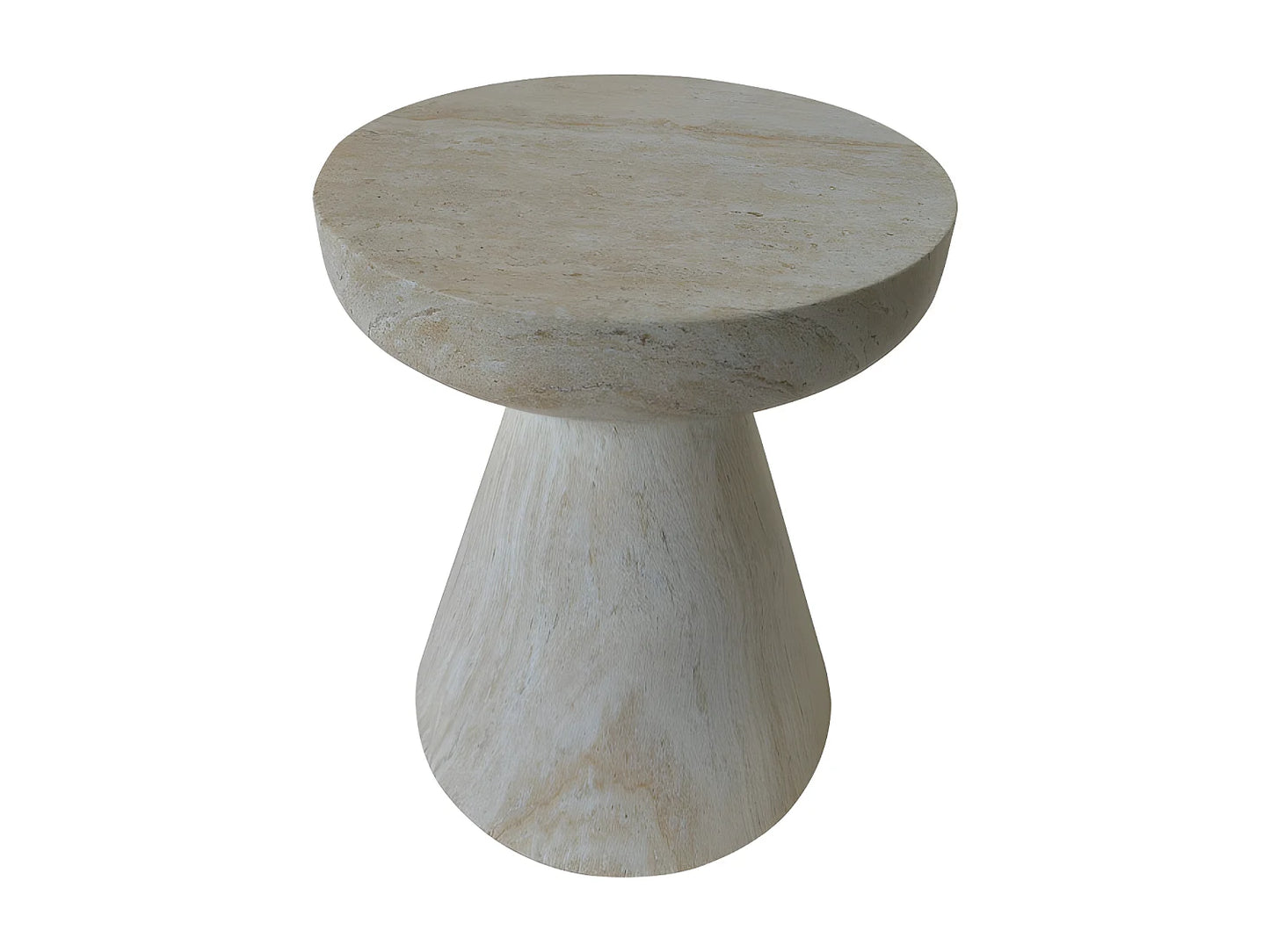Tabouret Japandi Effet Travertin Beige - Danli