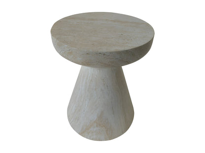 Tabouret Japandi Effet Travertin Beige - Danli