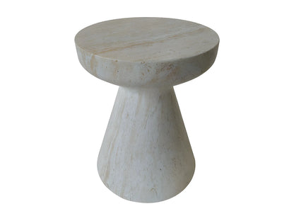 Tabouret Japandi Effet Travertin Beige - Danli