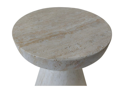 Tabouret Japandi Effet Travertin Beige - Danli