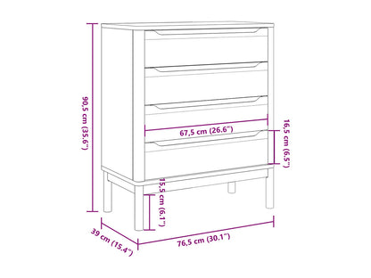 Commode Japandi Pin Massif Ciré - Floro