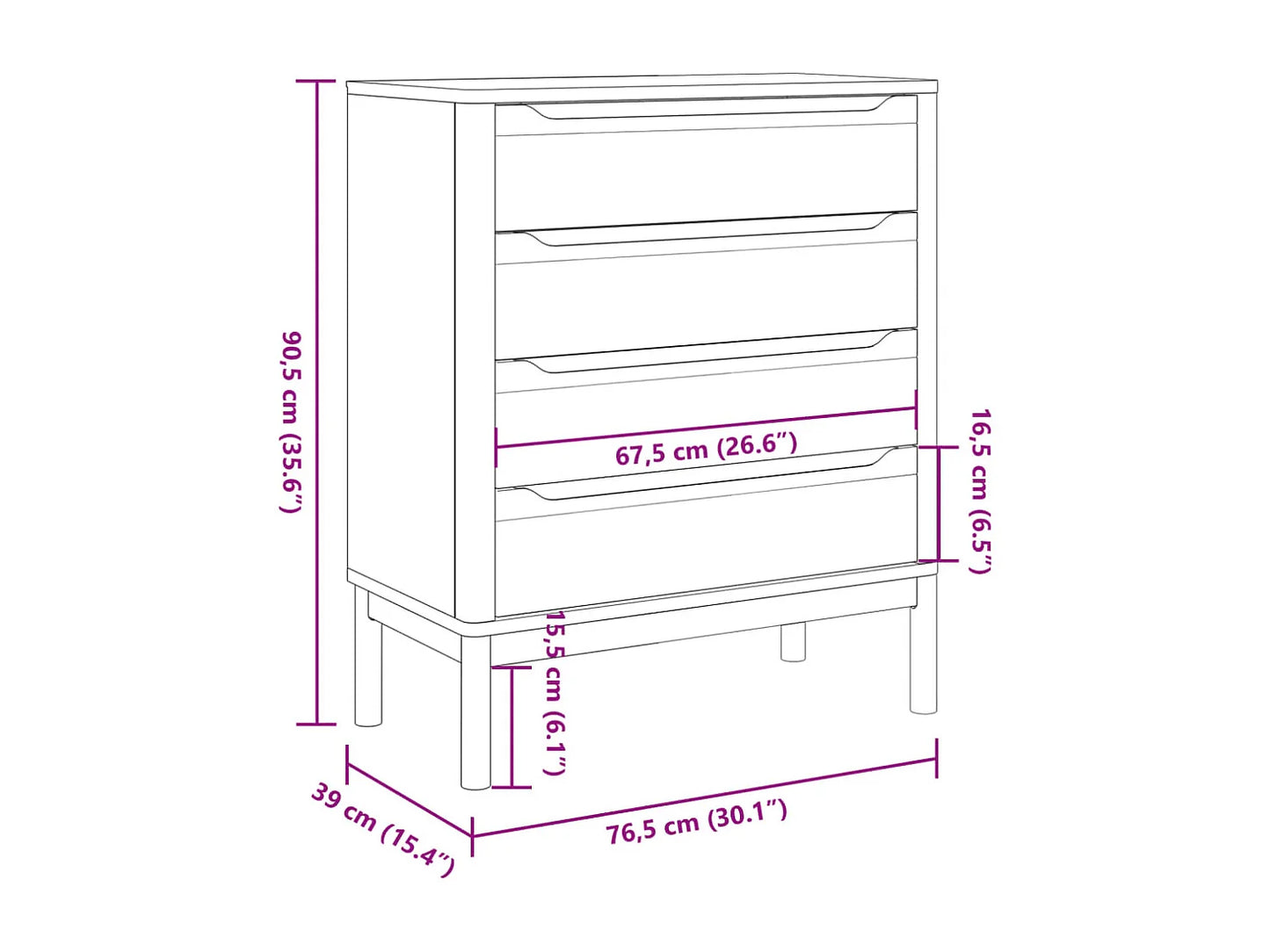 Commode Japandi Pin Massif Ciré - Floro