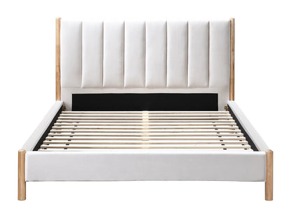 Lit Japandi Velours Ivoire Couture Verticale - Sizama
