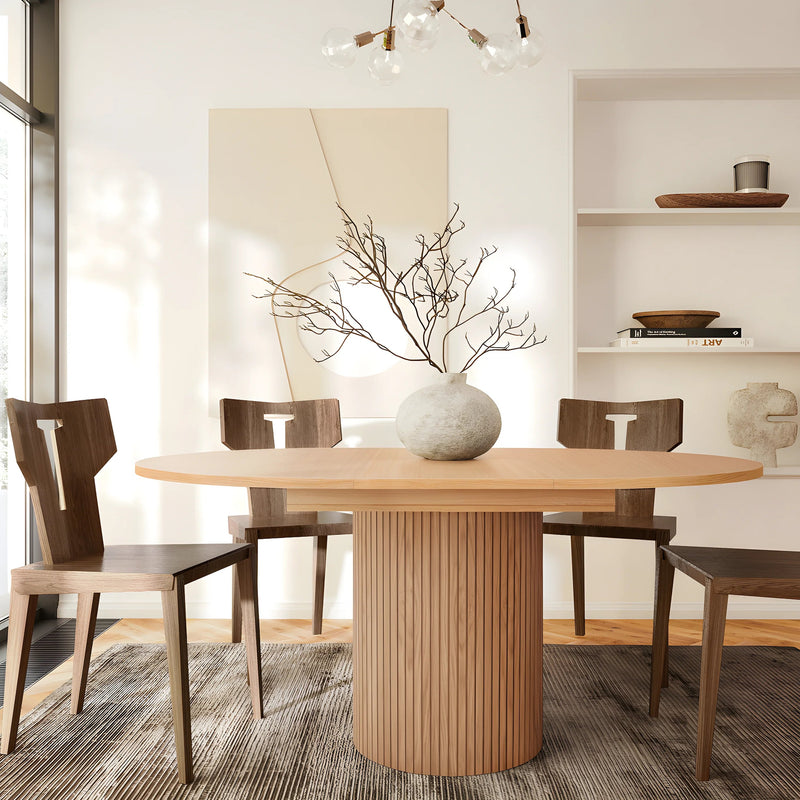 Table à Manger Extensible Japandi 4 à 6 Personnes Bois Clair ø120 - Toscana