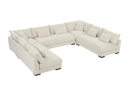 Canapé Japandi Panoramique Velours Beige - Sperone