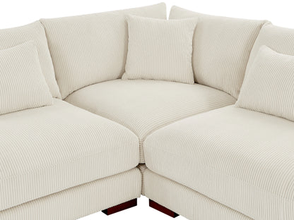Canapé Japandi Panoramique Velours Beige - Sperone