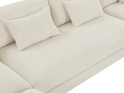 Canapé Japandi Panoramique Velours Beige - Sperone