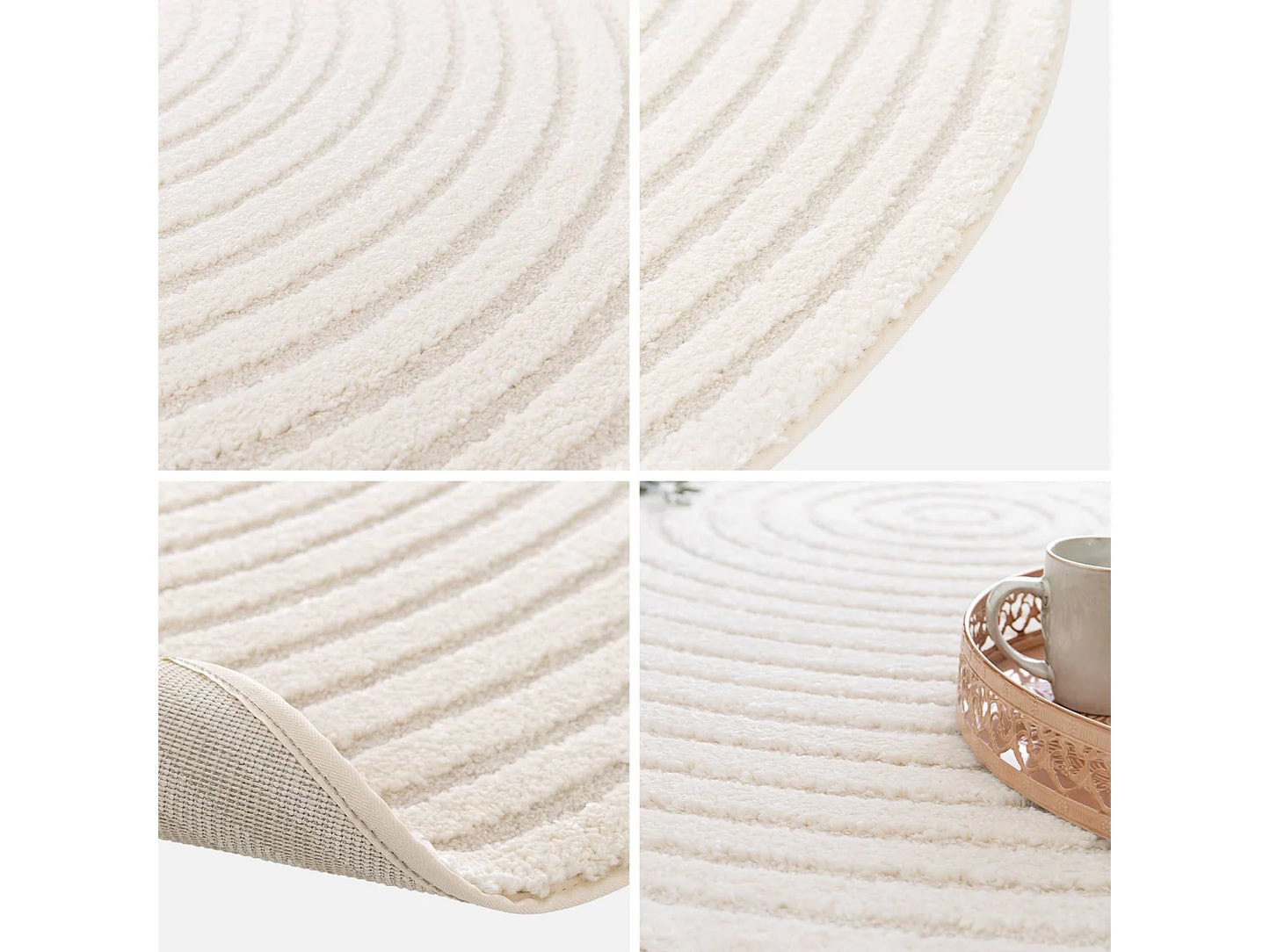 Tapis Rond Japandi Cercles Relief - Cercles