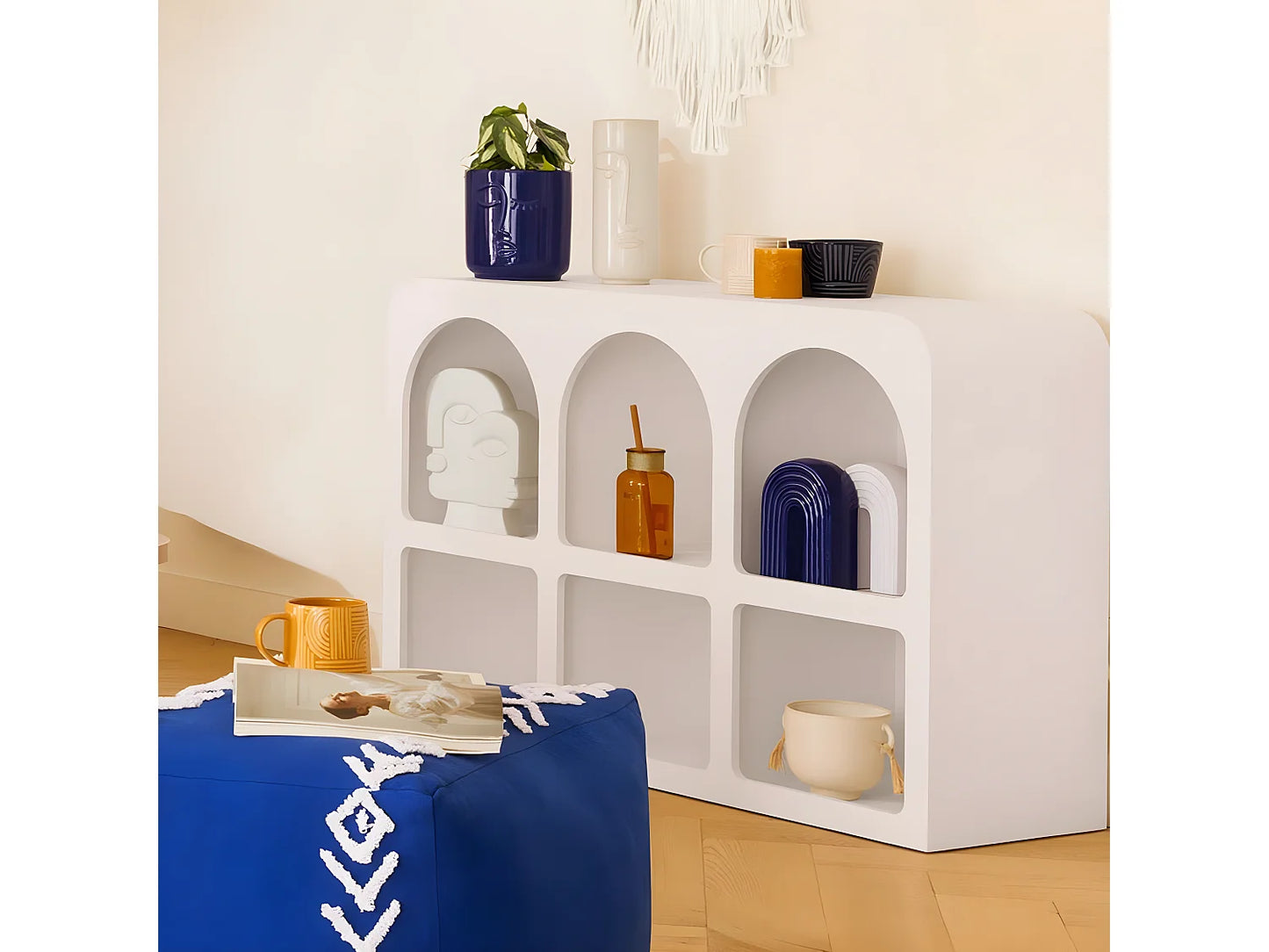 Meuble Six Niches Japandi Blanc - Blanc