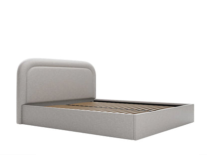 Lit Coffre Japandi Tissu Chiné Gris - Fireza Ii