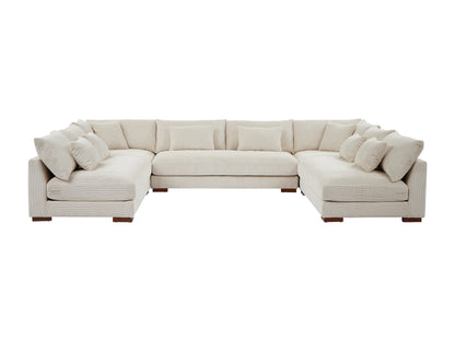 Canapé Japandi Panoramique Velours Beige - Sperone