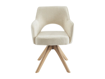 Chaise Pivotante Japandi Tissu Et Chêne Crème - Konya